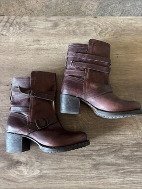 Frye Brown Leather Mid-Calf Heeled Boots